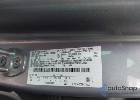 2022 Ford Escape Sel Hybrid из США, поврежденный, VIN 1FMCU9CZ9NUA70740